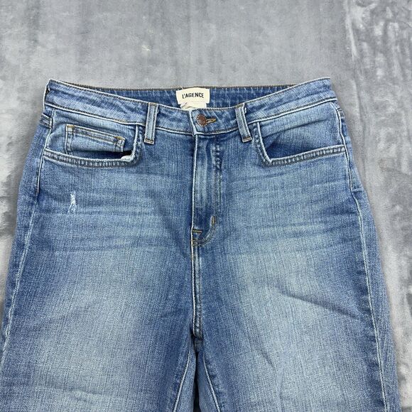 L'AGENCE Jeans Womens Size 30 Blue High Line Skinny High Rise Distressed Grunge - Picture 3 of 12